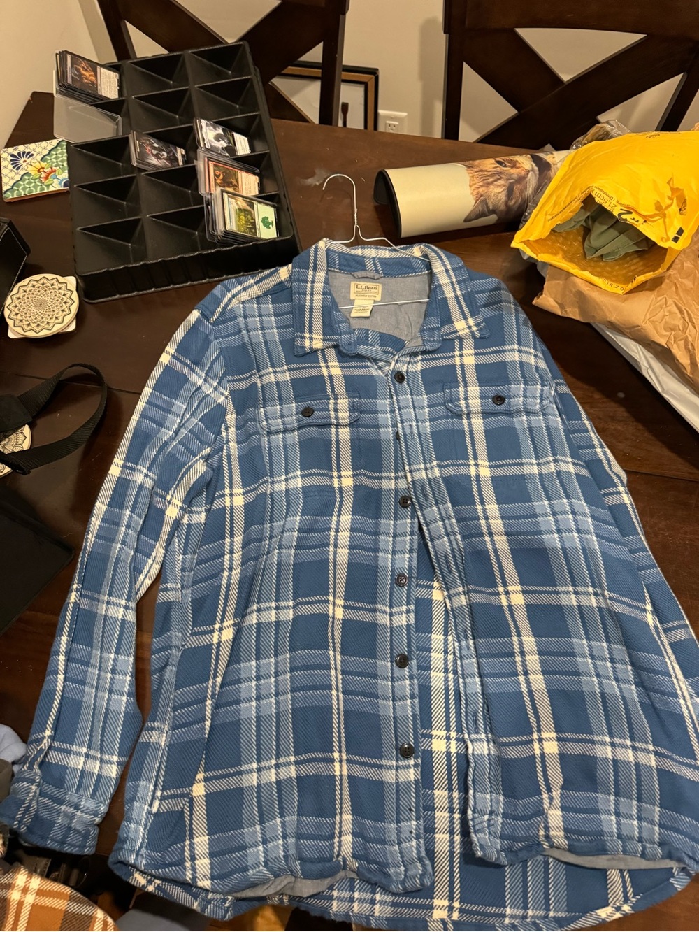 L. L. Bean Men's Blue Plaid Button-Up Jacket